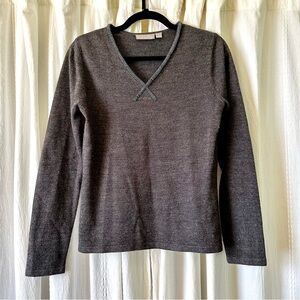 Croft & Barrow Gray Beaded V-Neck Sweater